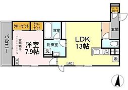 D Paina 小倉V 1LDKの間取図画像