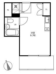 MKフィオーレII 3階ワンルームの間取り