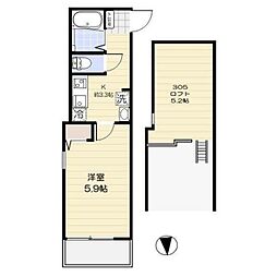 ルミエール赤羽 3階1Kの間取り