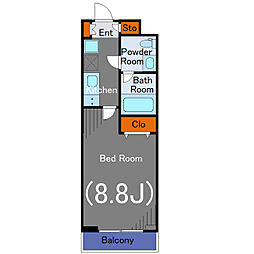 東京メトロ有楽町線 月島駅 徒歩3分の賃貸マンション 1階1Kの間取り