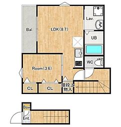 川越市大字大袋新田アパート 1LDKの間取図画像