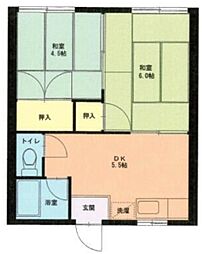 清水コーポ 1階2DKの間取り
