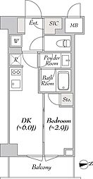 ミリアレジデンス両国 7階1DKの間取り