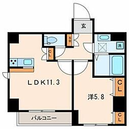 MON CHATON 7階1LDKの間取り