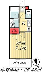 JR総武線 西船橋駅 徒歩10分の賃貸アパート 1階1Kの間取り