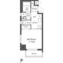 GranDuo二子多摩川 1Kの間取図画像
