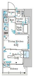 パークアクシス芝浦キャナル 1DKの間取図画像