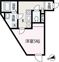 ＣＲＥＳＴ．ＳＯＬＡＮ 1階1Kの間取り