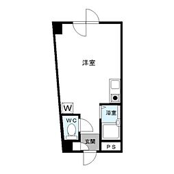 グローリーハイツ吉塚 8階ワンルームの間取り