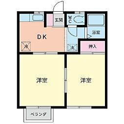 ダイワプラザ飯盛台 2階2Kの間取り