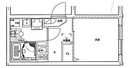 ＣＲＥＡＬ東十条 1階1Kの間取り