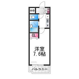 ベルデ堺東 3階1Kの間取り