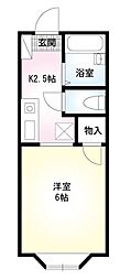 クローバーハイツ弁天 1Kの間取図画像