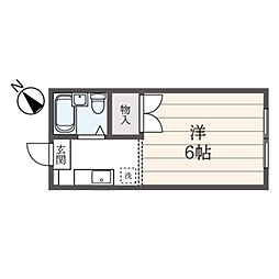 パークハイツラパス 2階1Kの間取り