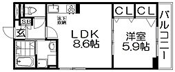 カーサ・イリーデ 1LDKの間取図画像