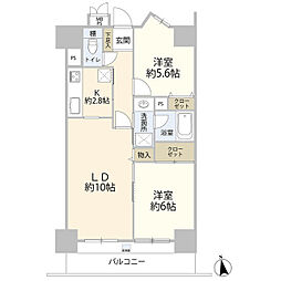 ライオンズプラザ松戸中央公園 2LDKの間取図画像