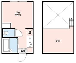 デュオメゾン横濱石川町WEST 2階ワンルームの間取り