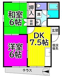 メゾン・フォレストB 2DKの間取図画像