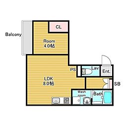 ジーメゾン守口藤田 2階1LDKの間取り