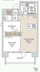 グランカーサ三ノ輪3 2LDKの間取図画像