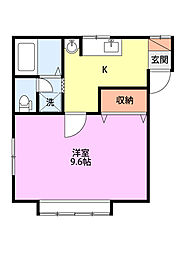 コーポ岳 1Kの間取図画像