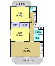 ユーミーオモテ2 2LDKの間取図画像