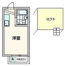 パレス朝志ヶ丘 2階ワンルームの間取り