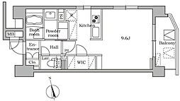 レジディア大井町2 8階ワンルームの間取り