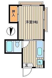 ポラリス 2階1Kの間取り