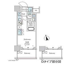 パークアクシス大塚ステーションゲートタワー 21階ワンルームの間取り