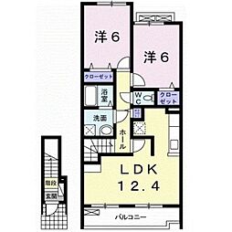 南海和歌山港線 和歌山港駅 徒歩35分の賃貸アパート 2階2LDKの間取り