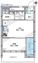 藤和八丁堀コープIII 2階1DKの間取り