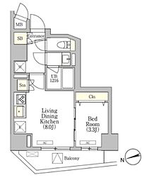 LaPerla高輪 1LDKの間取図画像