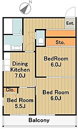 シャトーライフ相模原1 3階3DKの間取り