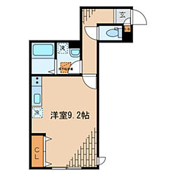 ル・レーブ 1階ワンルームの間取り