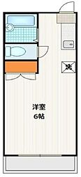 多摩都市モノレール 大塚・帝京大学駅 徒歩6分の賃貸アパート 2階ワンルームの間取り