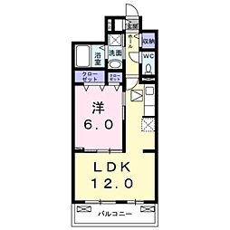 ヴェルミオン 2階1LDKの間取り