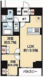 ＡＲＣＯＢＡＬＥＮＯ ＭＩＮＡＭＩＳＥＮＪＵ 11階2LDKの間取り