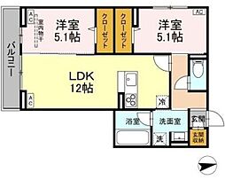 狛江市東和泉3丁目アパート 2LDKの間取図画像
