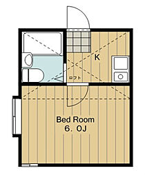 ミアモーレ 2階1Kの間取り