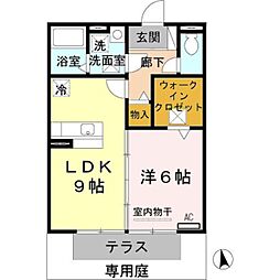 コンフォート 2階1LDKの間取り