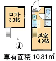 Prestige西巣鴨 2階ワンルームの間取り