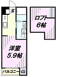Cieloverde II(シエロ・ヴェルデツー） 1階ワンルームの間取り