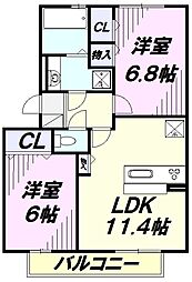コリーヌオッツ 2LDKの間取図画像