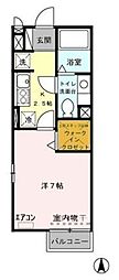 ヴィラ・グランメール 2階1Kの間取り