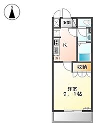 ベルメゾンＳＫＹ 2階1Kの間取り