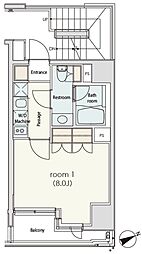 カスタリア日本橋 5階1Kの間取り