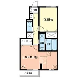 Ma Mai大野台 1階1LDKの間取り