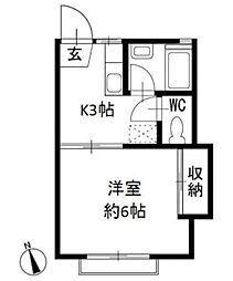 ナリタプラザ 1Kの間取図画像