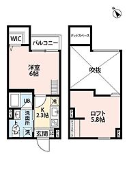 南海高野線 堺東駅 徒歩13分の賃貸アパート 1階1Kの間取り